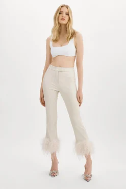 Hot LAMARQUE PAGETTA | Feather Trimmed Trousers Bone