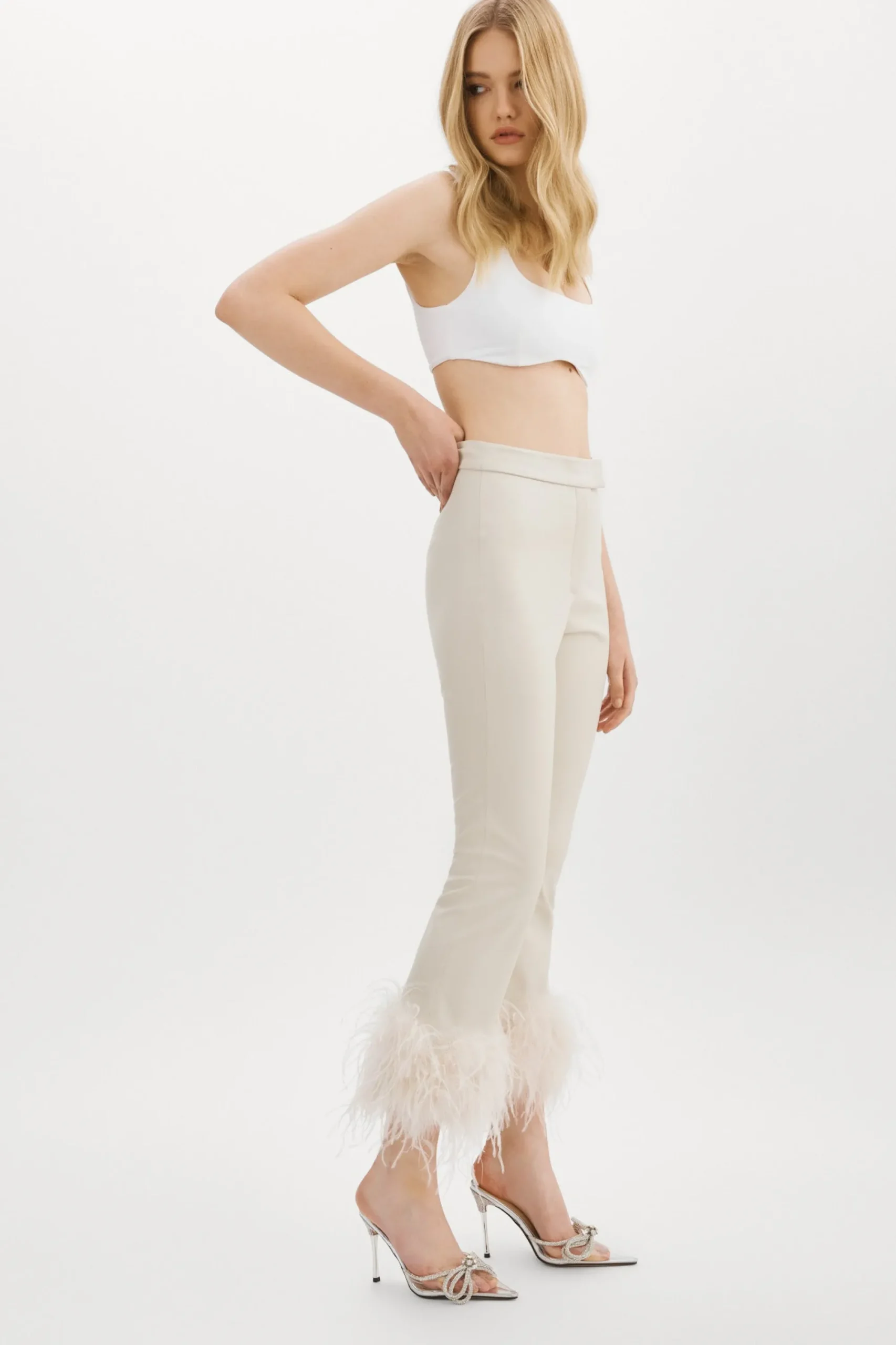 Hot LAMARQUE PAGETTA | Feather Trimmed Trousers Bone