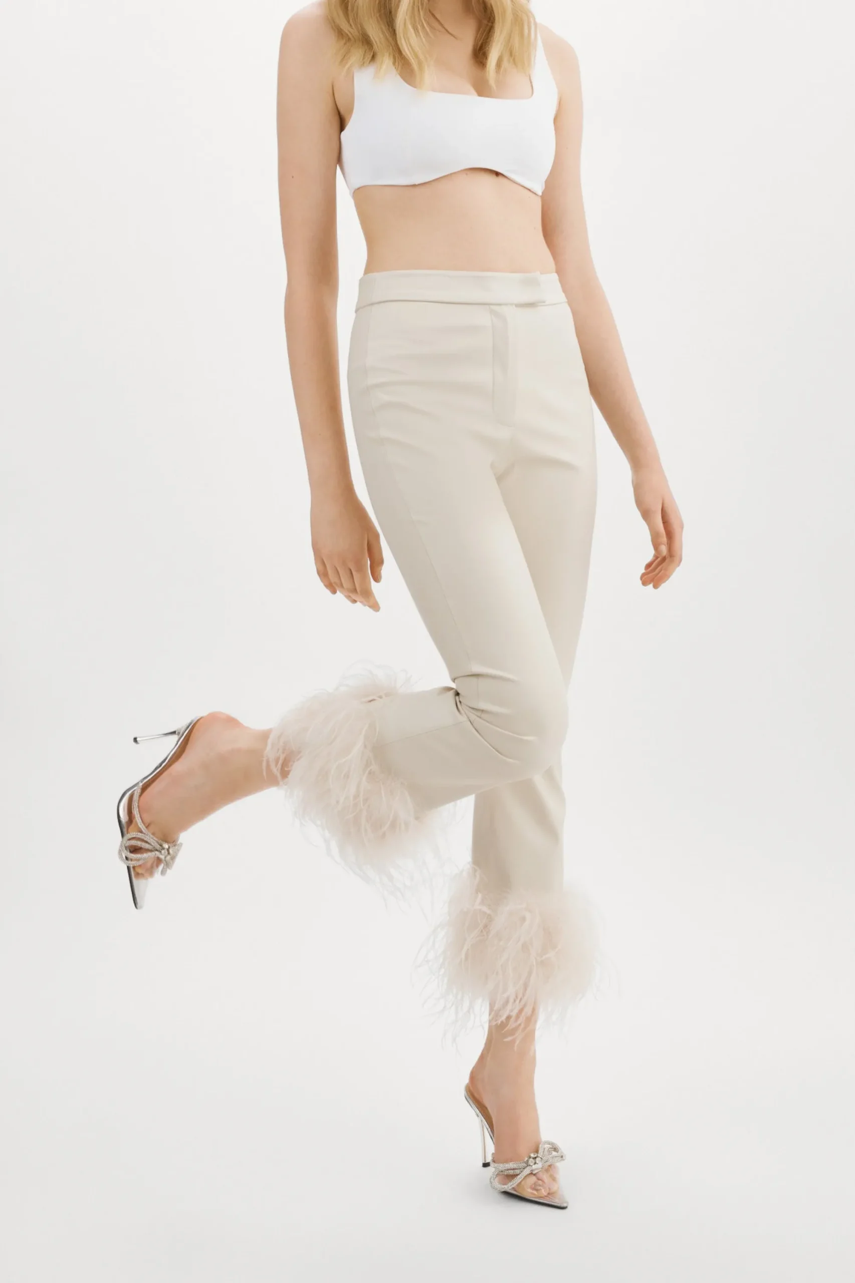Hot LAMARQUE PAGETTA | Feather Trimmed Trousers Bone