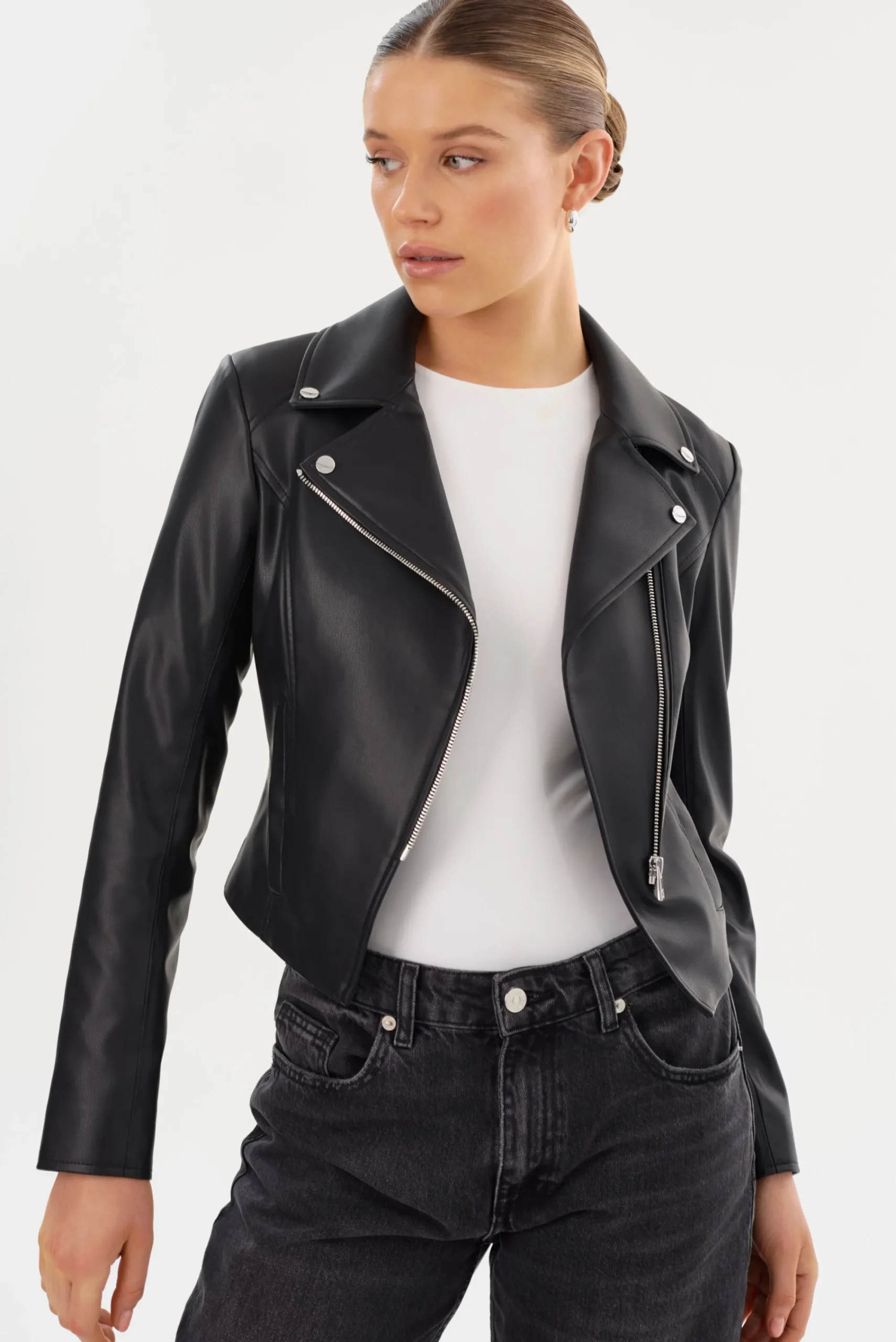 Sale LAMARQUE PASCALE | Fitted Faux Leather Jacket Black