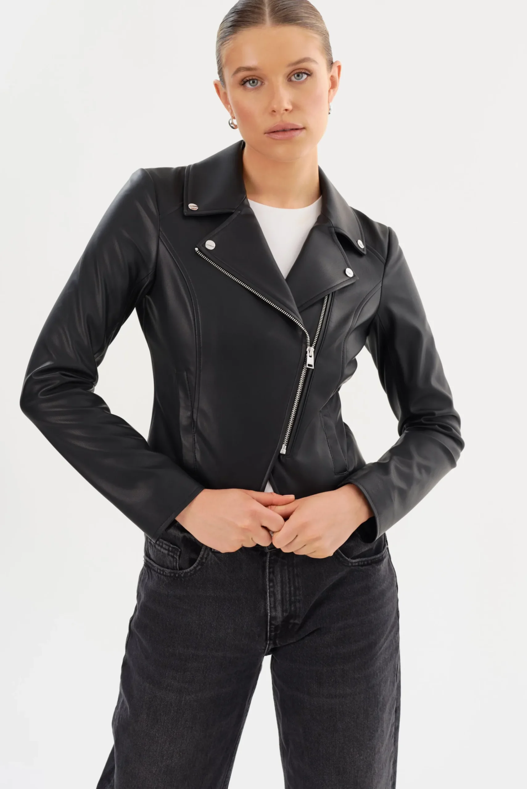 Sale LAMARQUE PASCALE | Fitted Faux Leather Jacket Black