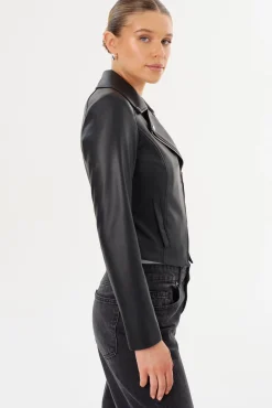 Sale LAMARQUE PASCALE | Fitted Faux Leather Jacket Black