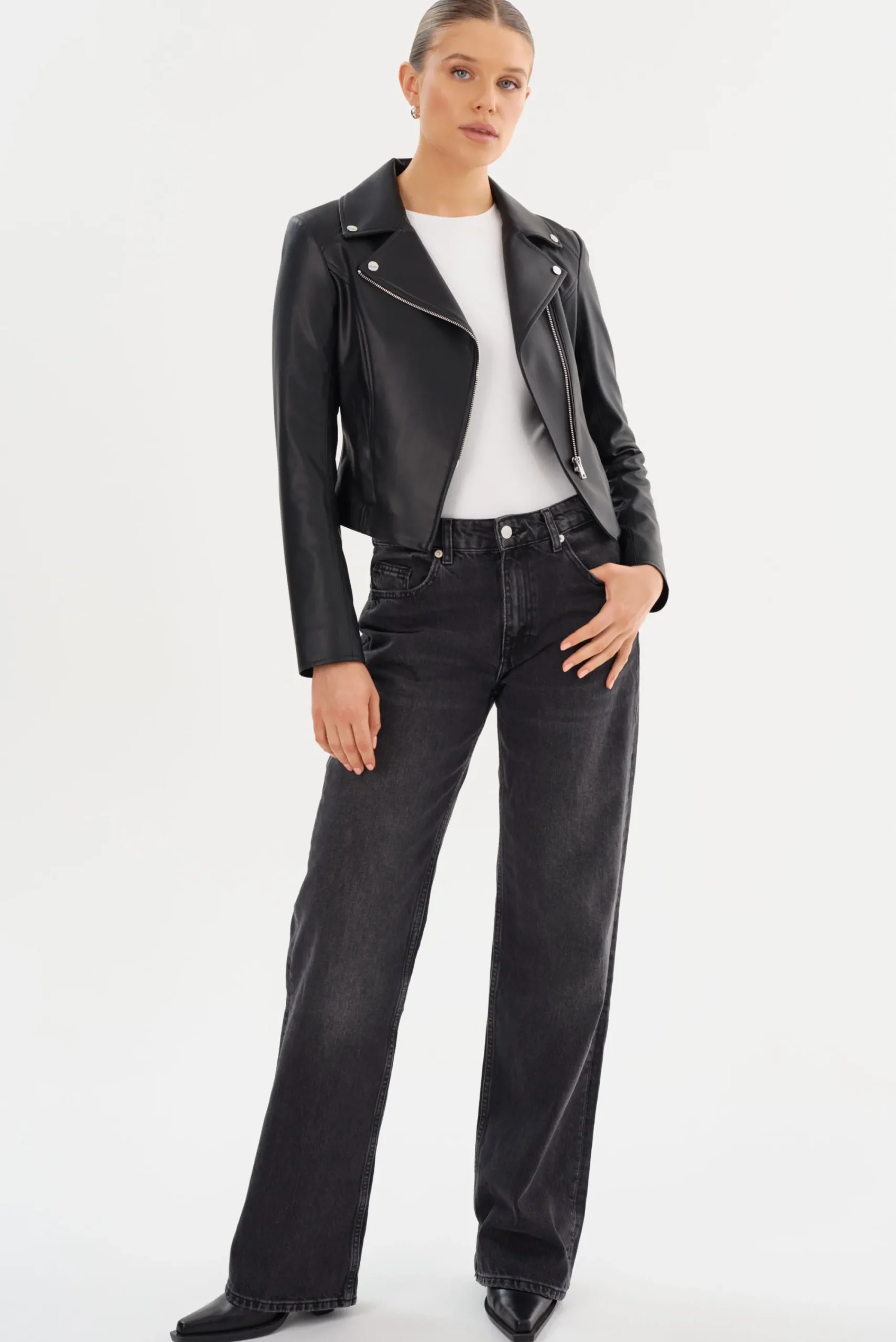 Sale LAMARQUE PASCALE | Fitted Faux Leather Jacket Black