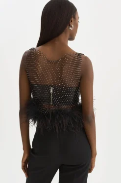 Clearance LAMARQUE PIA | Rhinestone Top Black