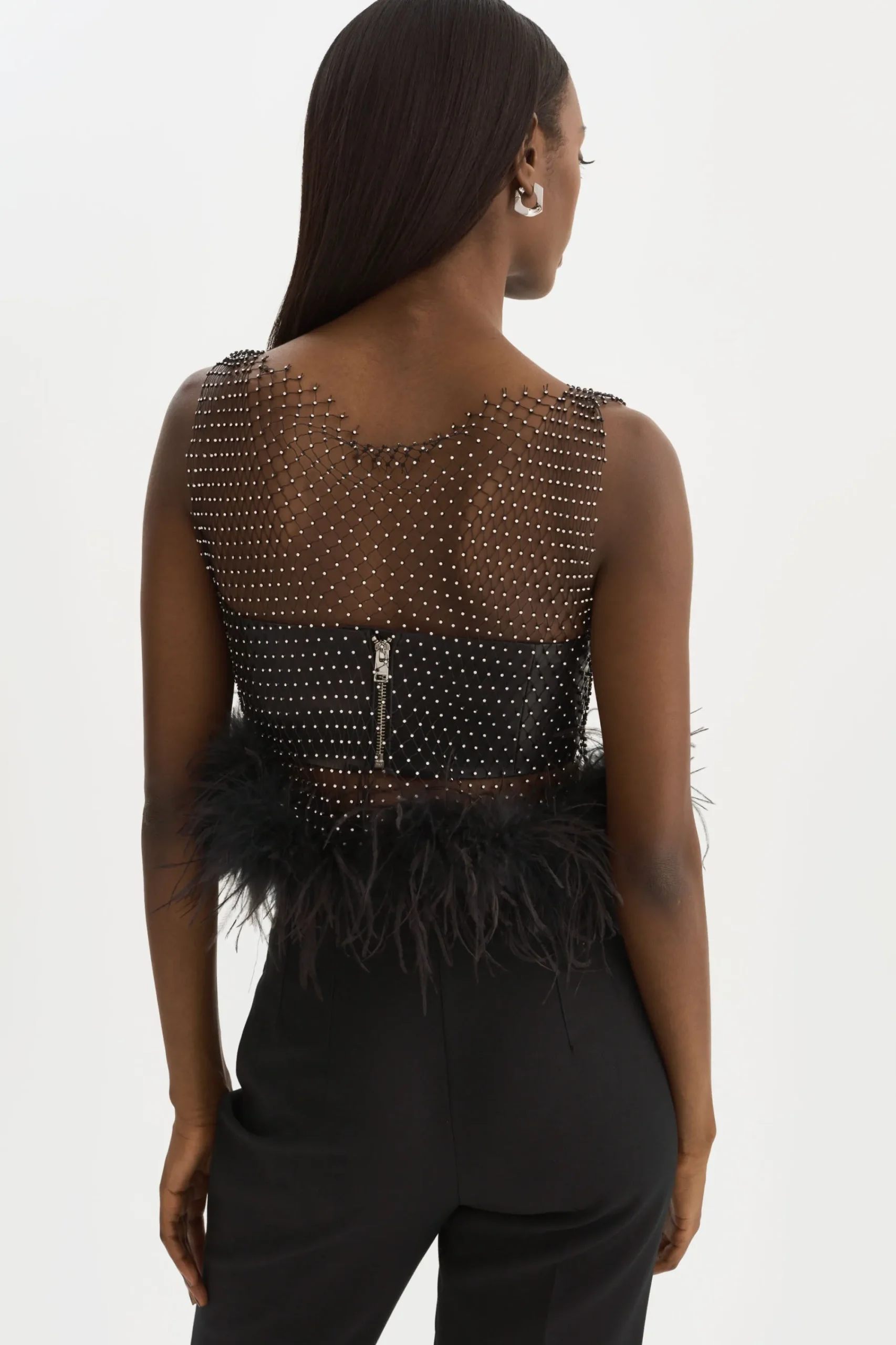 Clearance LAMARQUE PIA | Rhinestone Top Black