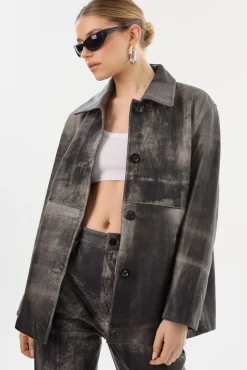 Best Sale LAMARQUE PRESLEY | Leather Shacket Fossil Grey