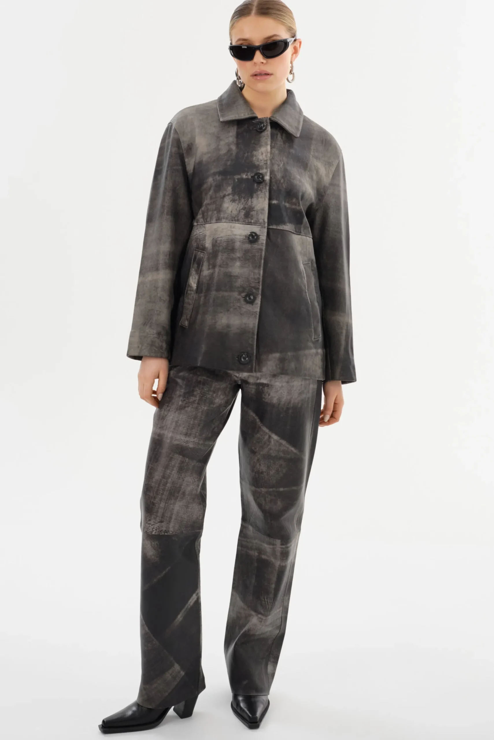 Best Sale LAMARQUE PRESLEY | Leather Shacket Fossil Grey