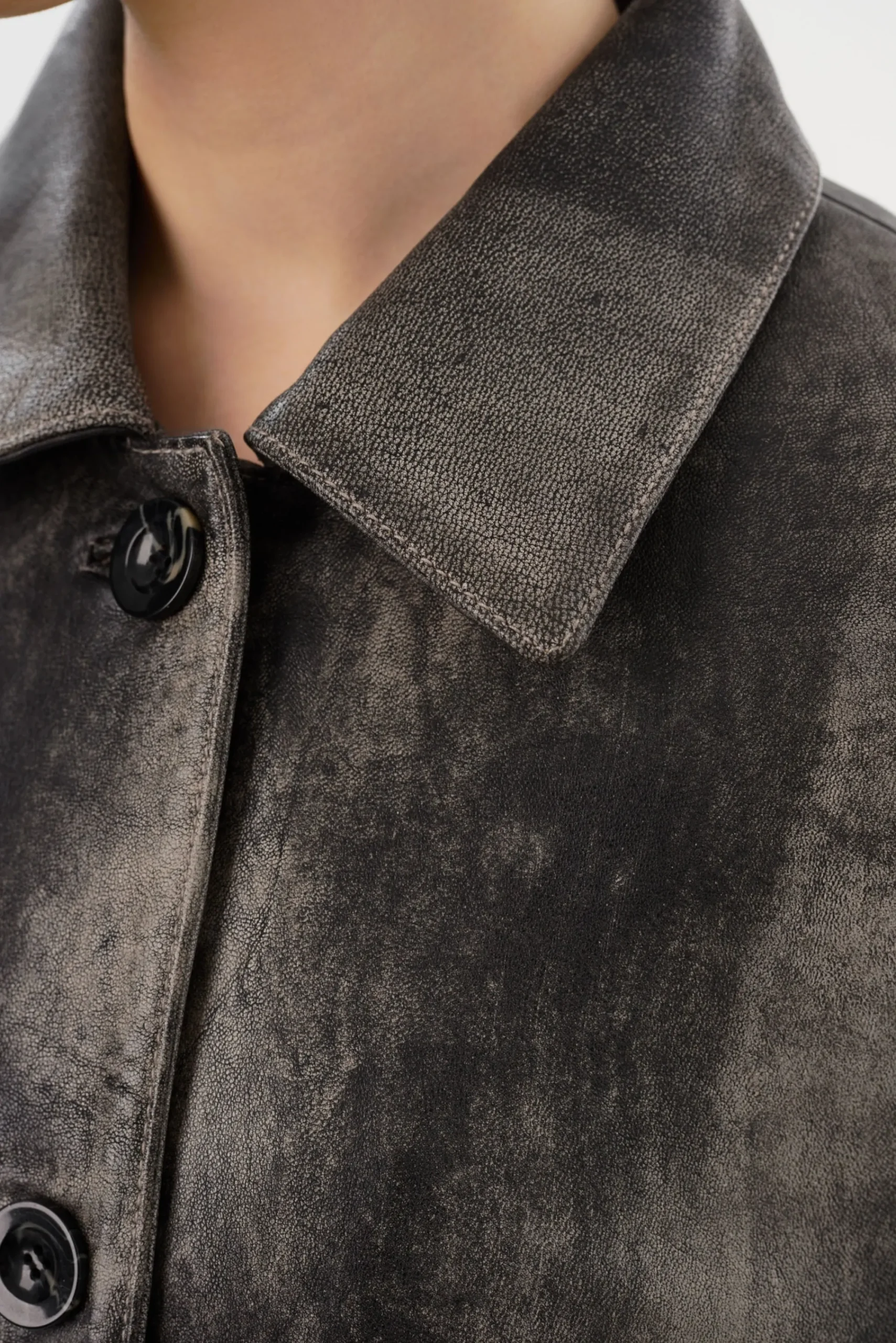Best Sale LAMARQUE PRESLEY | Leather Shacket Fossil Grey