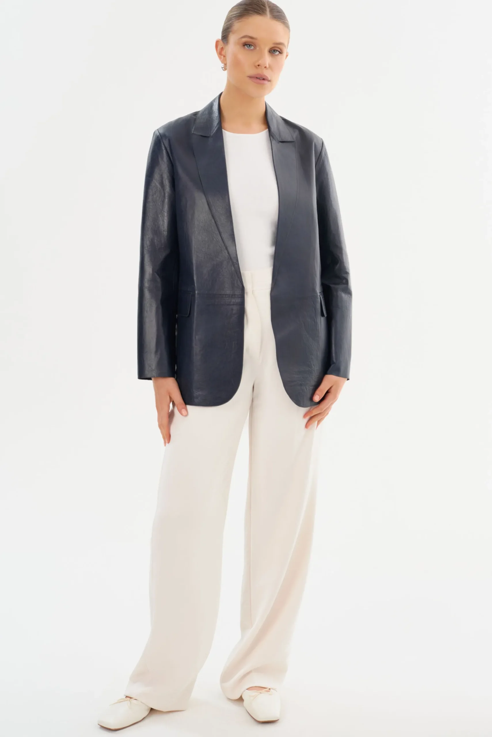 Clearance LAMARQUE QUIRINA | Leather Blazer Navy