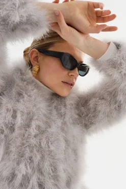 Sale LAMARQUE RABEA | Feather Coat Light Grey