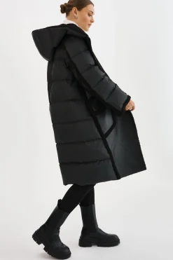 Fashion LAMARQUE REXANA | Mixed Media Puffer Coat Black / Black