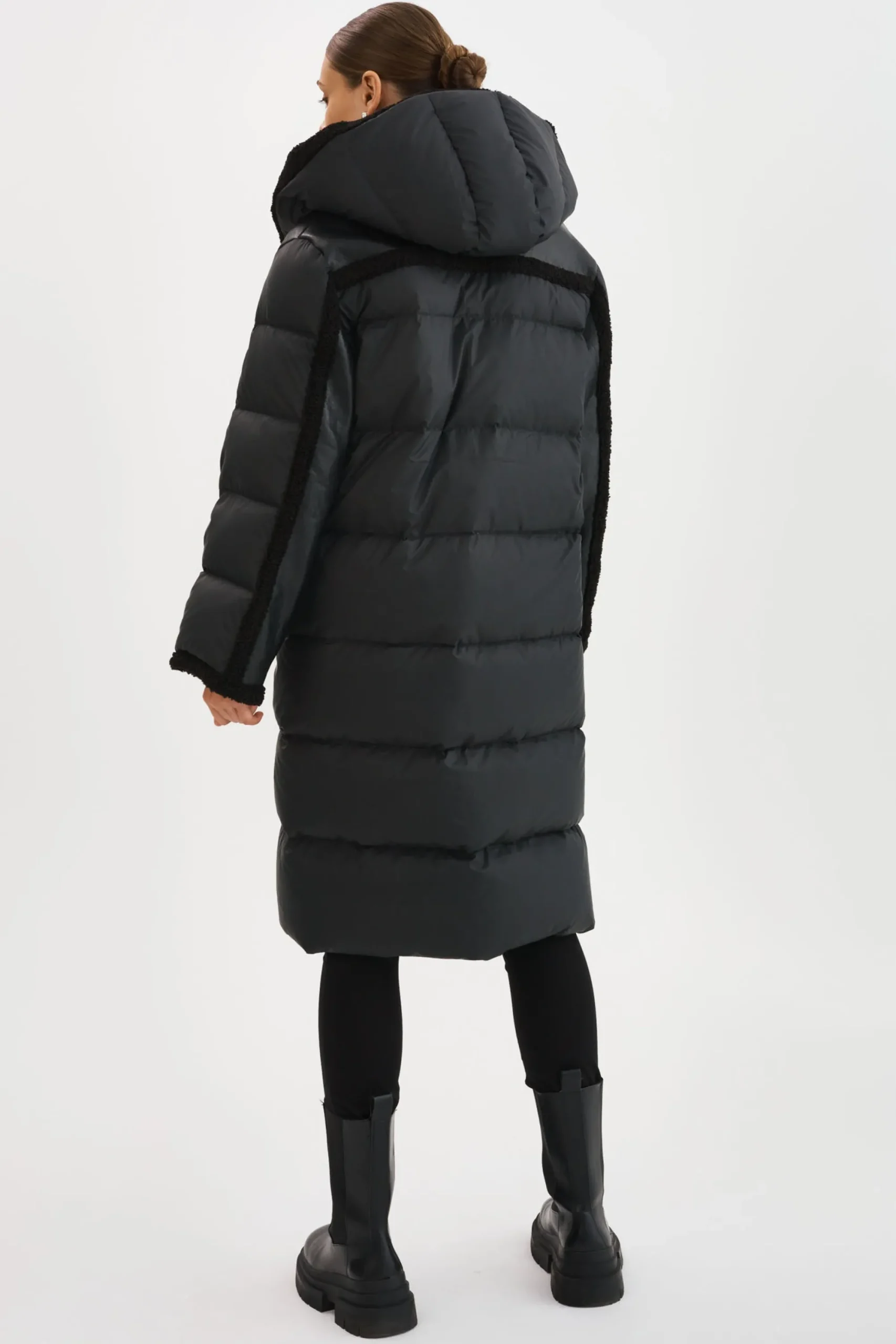 Fashion LAMARQUE REXANA | Mixed Media Puffer Coat Black / Black