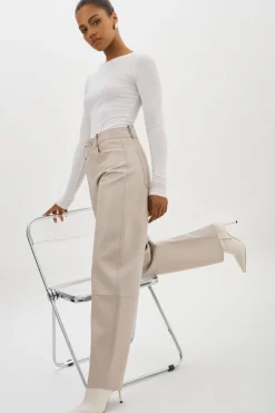 Discount LAMARQUE RIDA | Horseshoe Leather Pants Oat