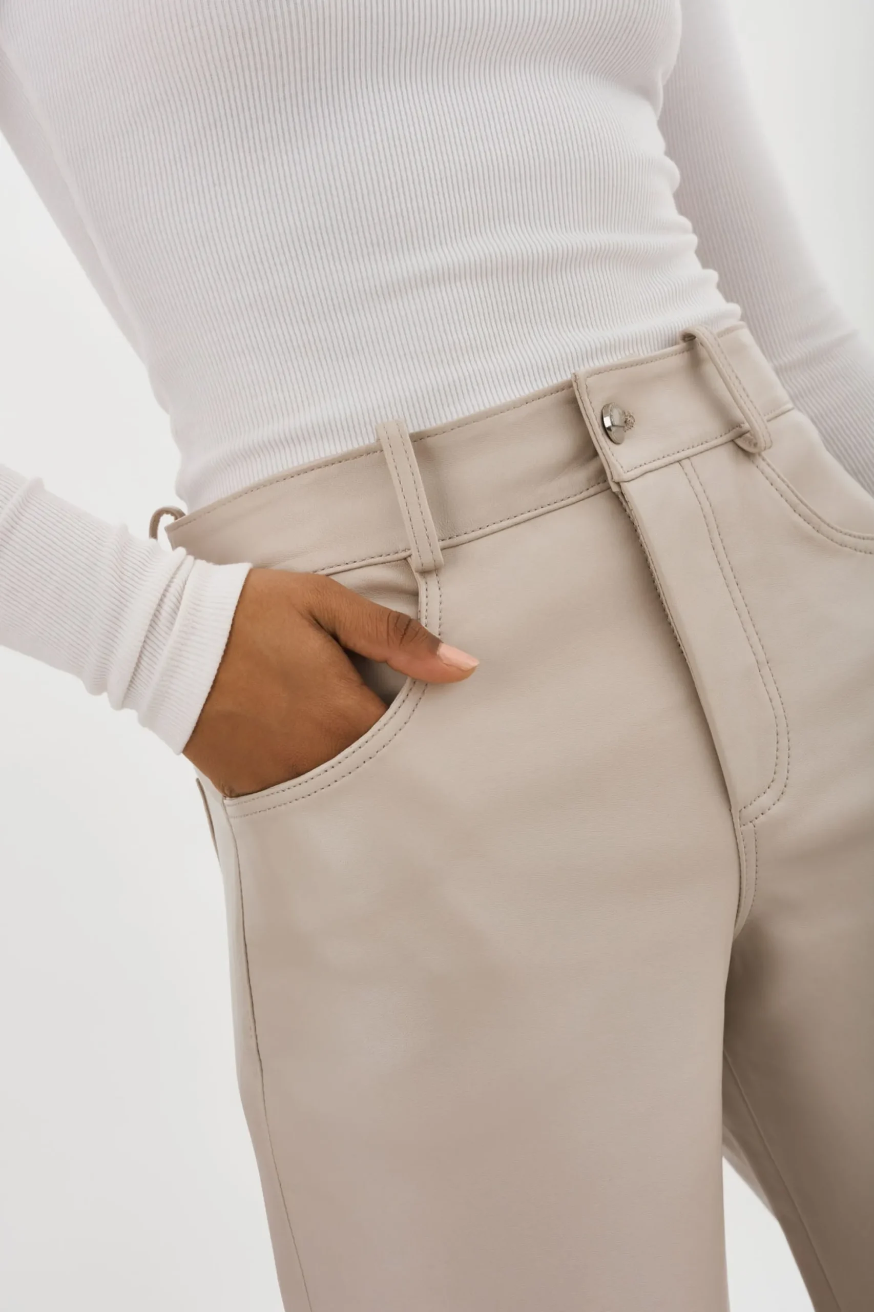 Discount LAMARQUE RIDA | Horseshoe Leather Pants Oat