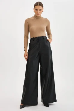Store LAMARQUE ROSSA | Wide Leg Leather Trousers Black