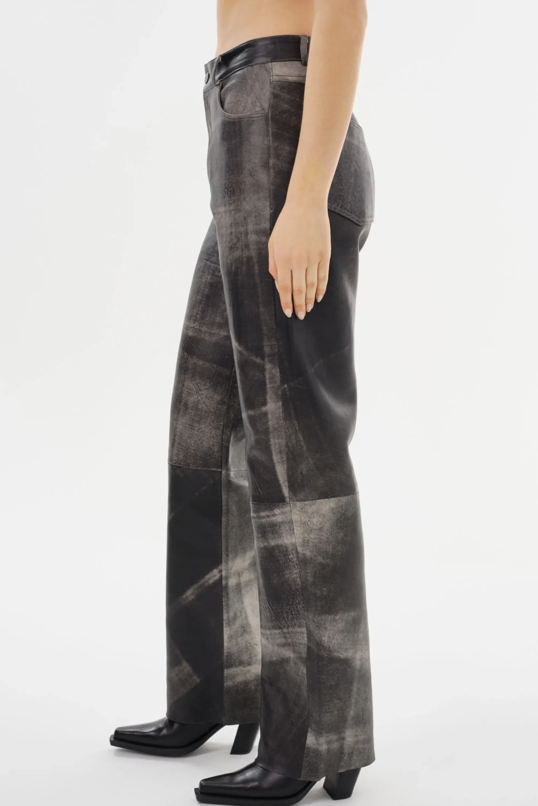 Clearance LAMARQUE SHANNON | Leather Pants Fossil Grey