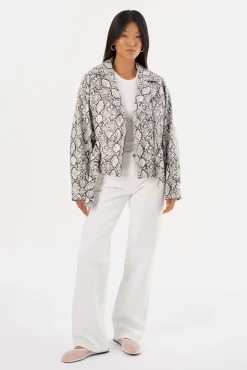 Fashion LAMARQUE SHELIA | Faux Leather Biker Jacket Python Print