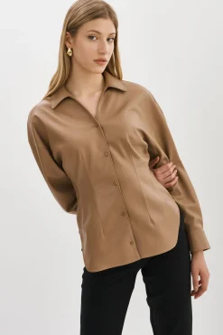 Fashion LAMARQUE SKYLAR | Faux Leather Shirt MOCHA