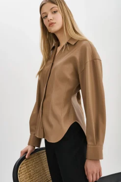 Fashion LAMARQUE SKYLAR | Faux Leather Shirt MOCHA