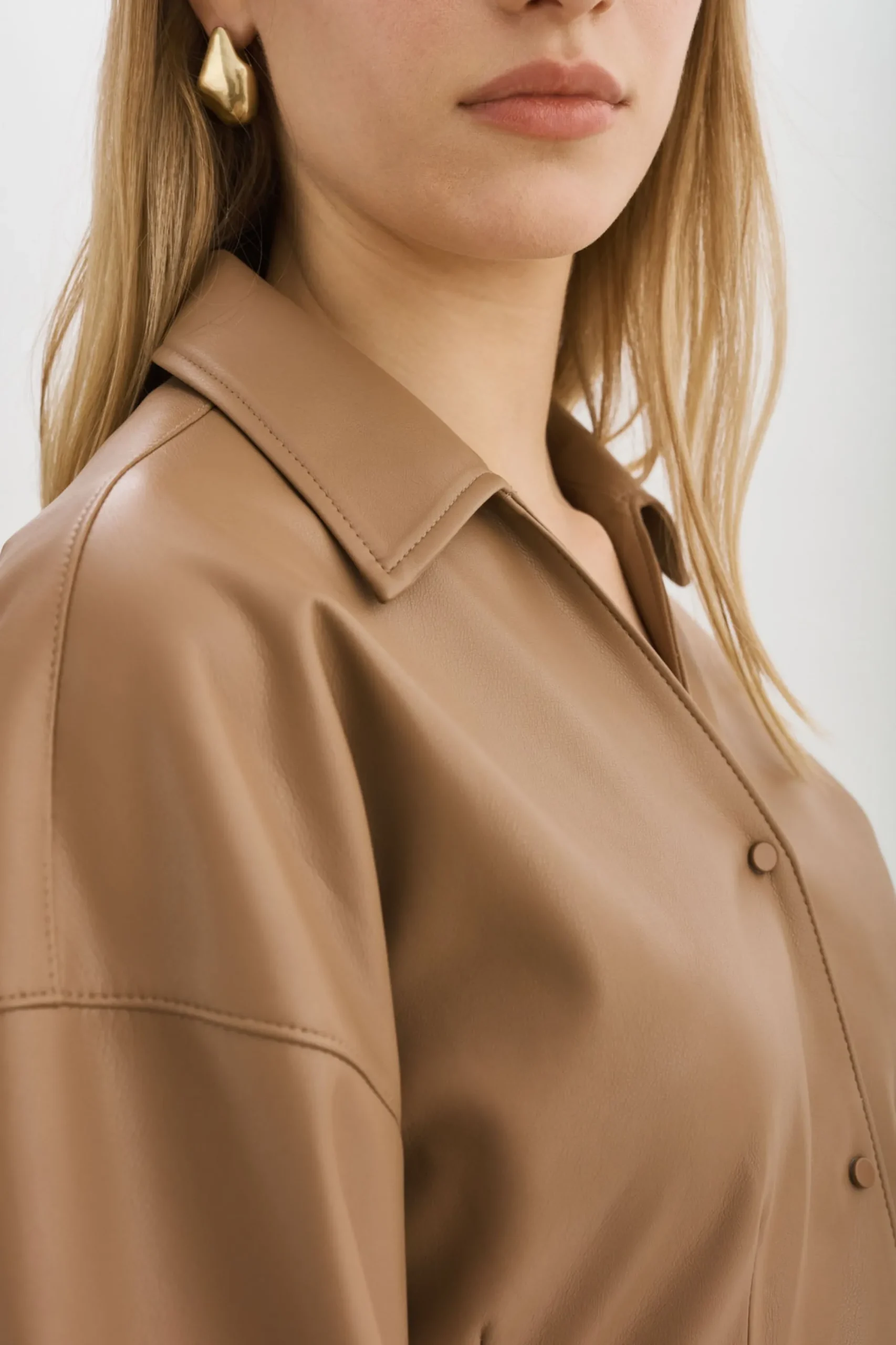 Fashion LAMARQUE SKYLAR | Faux Leather Shirt MOCHA