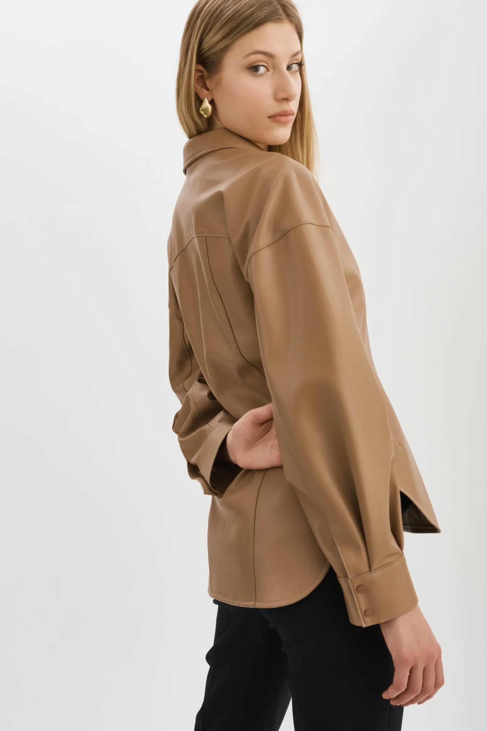 Fashion LAMARQUE SKYLAR | Faux Leather Shirt MOCHA