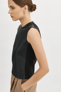 Cheap LAMARQUE SOFIA | Leather Shell Top Black