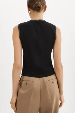 Cheap LAMARQUE SOFIA | Leather Shell Top Black