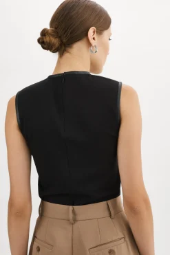Cheap LAMARQUE SOFIA | Leather Shell Top Black