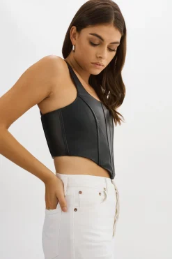 Fashion LAMARQUE TABIA | Leather Corset Top Black