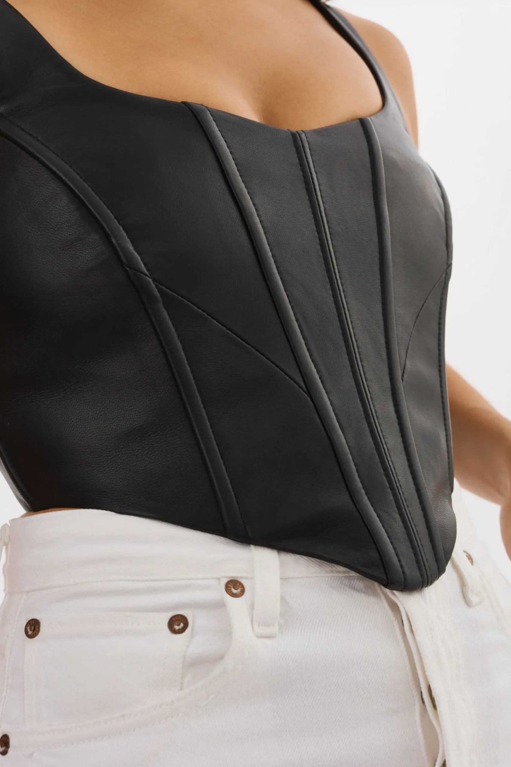 Fashion LAMARQUE TABIA | Leather Corset Top Black