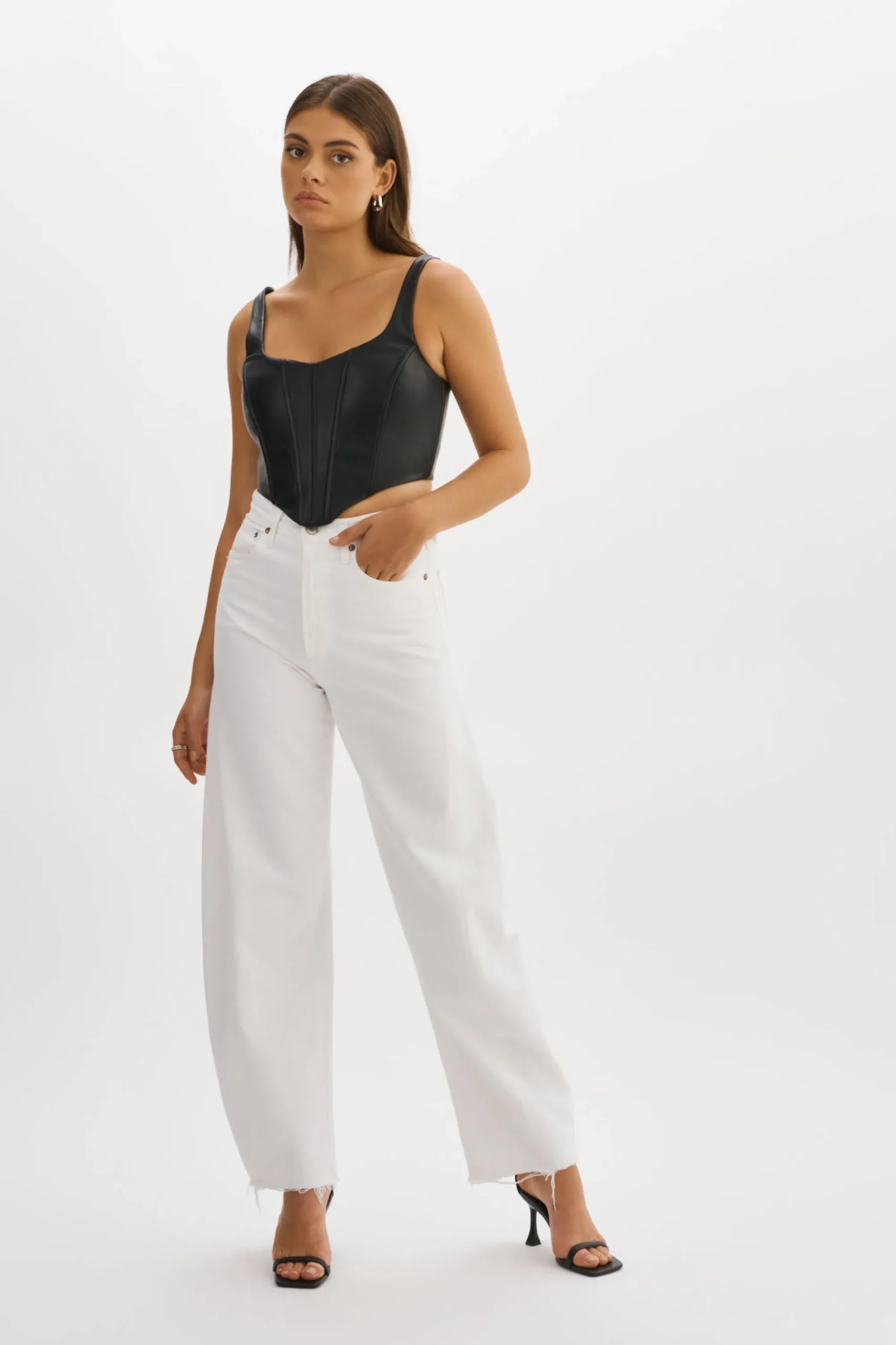 Fashion LAMARQUE TABIA | Leather Corset Top Black
