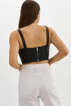 Fashion LAMARQUE TABIA | Leather Corset Top Black