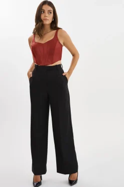 New LAMARQUE TABIA | Leather Corset Top Ruby Red