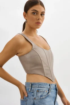 Cheap LAMARQUE TABIA | Leather Corset Top Stone 23