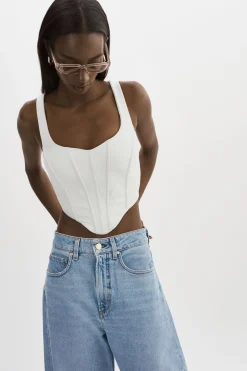 Online LAMARQUE TABIA | Leather Corset Top White