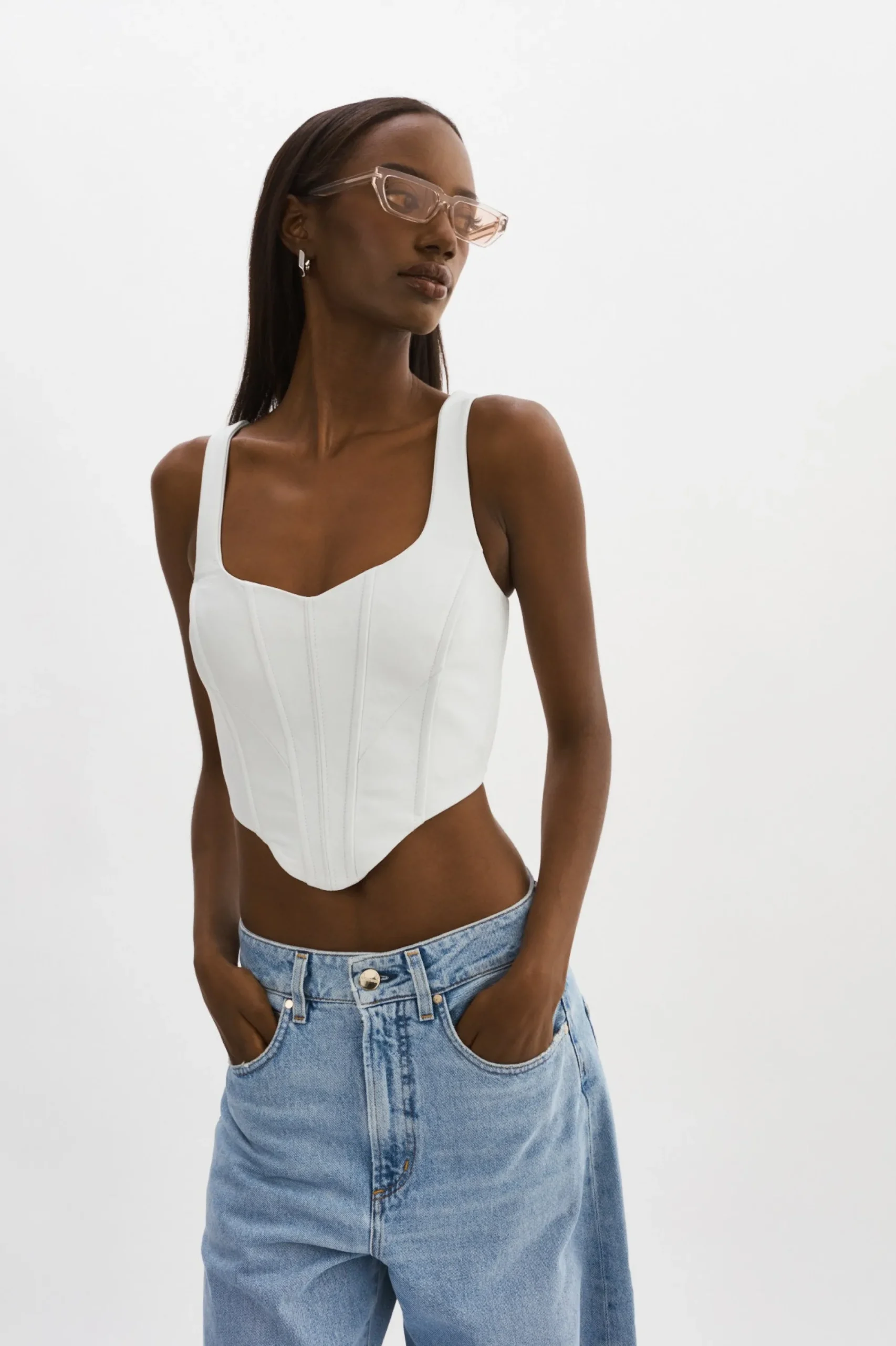 Online LAMARQUE TABIA | Leather Corset Top White