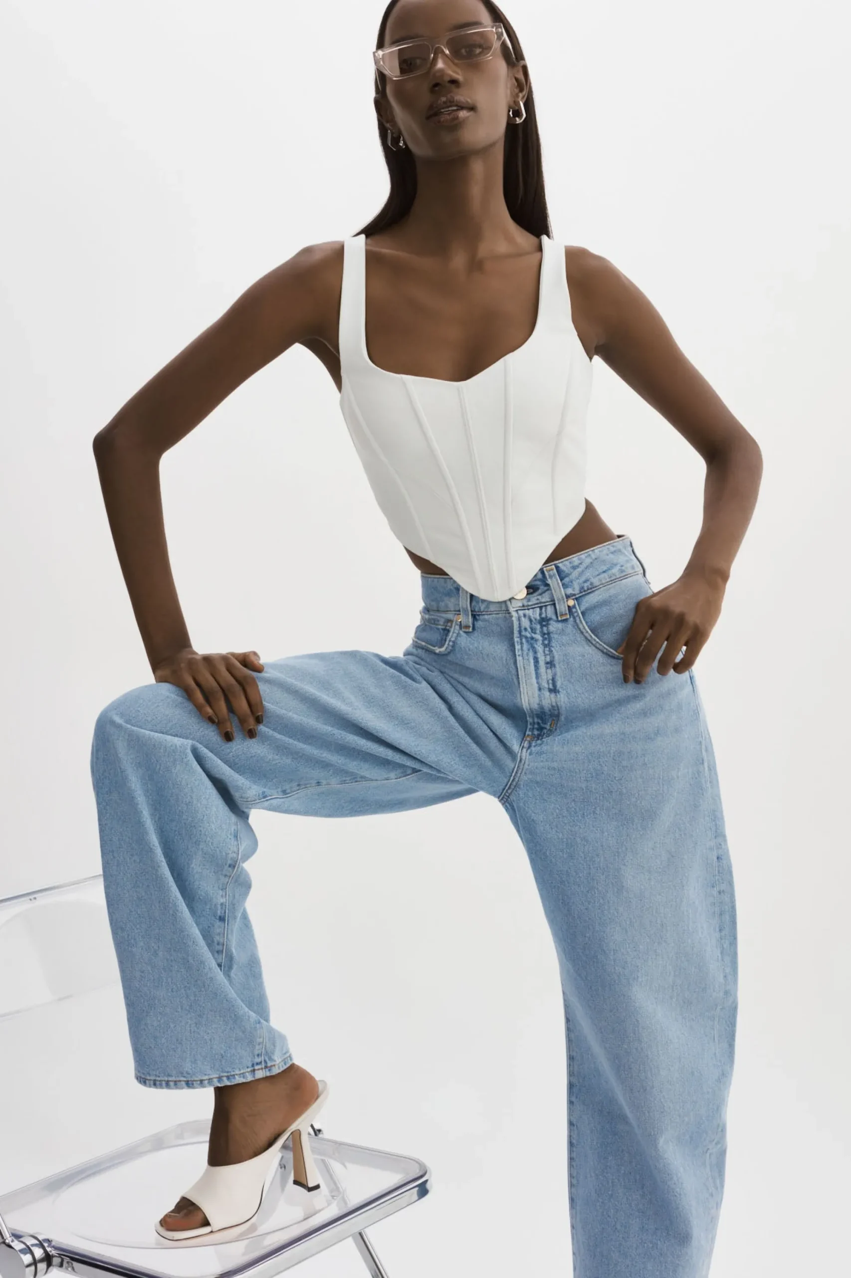 Online LAMARQUE TABIA | Leather Corset Top White