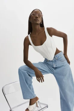 Online LAMARQUE TABIA | Leather Corset Top White