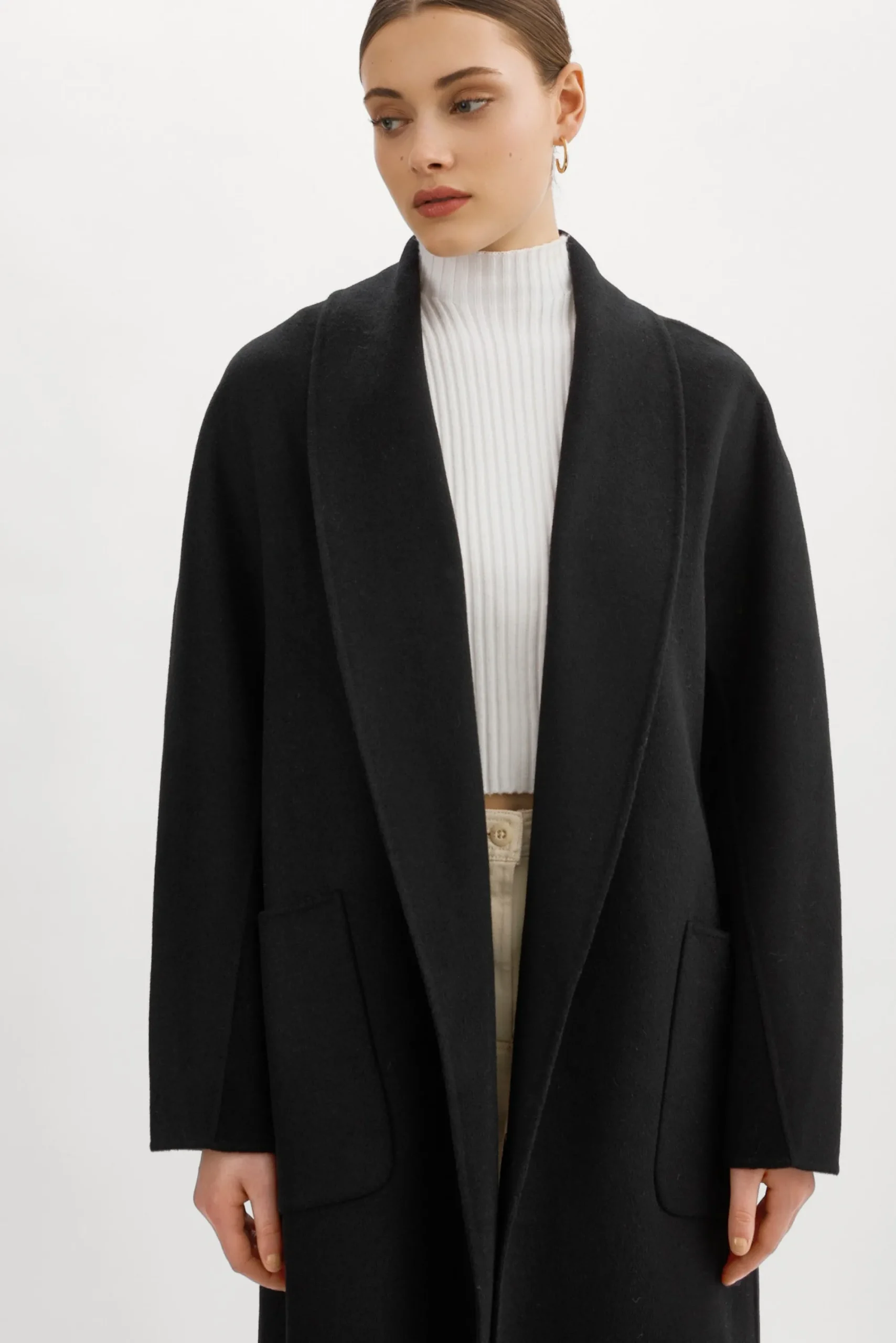 Cheap LAMARQUE THARA | Shawl Collar Wool Coat Black