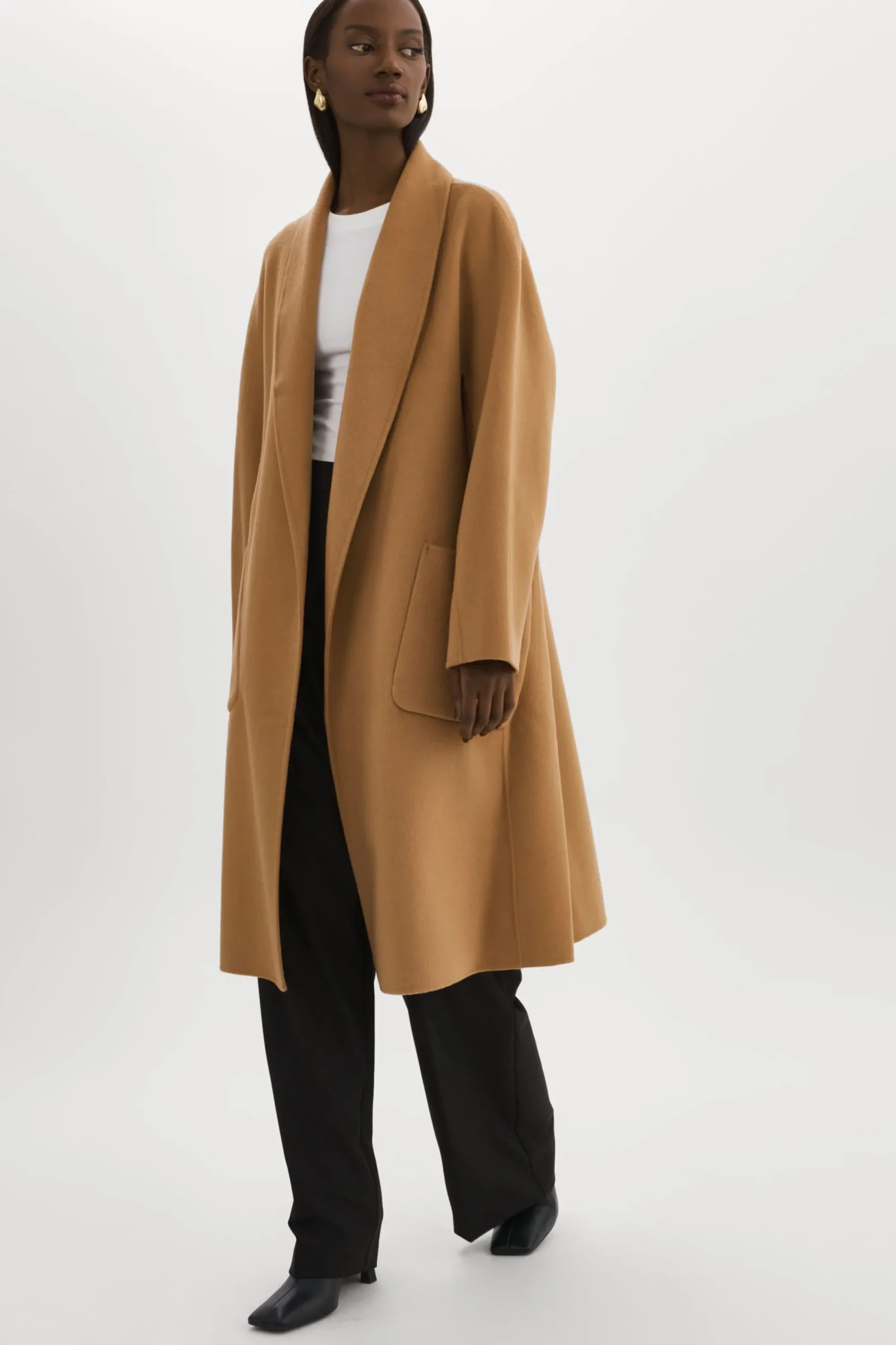 Sale LAMARQUE THARA | Shawl Collar Wool Coat Camel