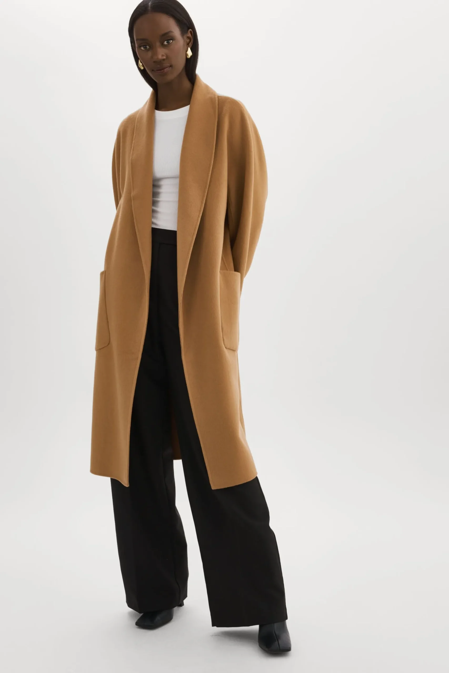 Sale LAMARQUE THARA | Shawl Collar Wool Coat Camel