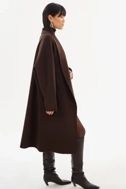 Online LAMARQUE THARA | Shawl Collar Wool Coat Dark Brown