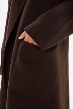 Online LAMARQUE THARA | Shawl Collar Wool Coat Dark Brown