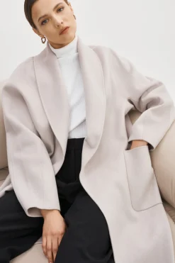 Store LAMARQUE THARA | Shawl Collar Wool Coat Feather Grey
