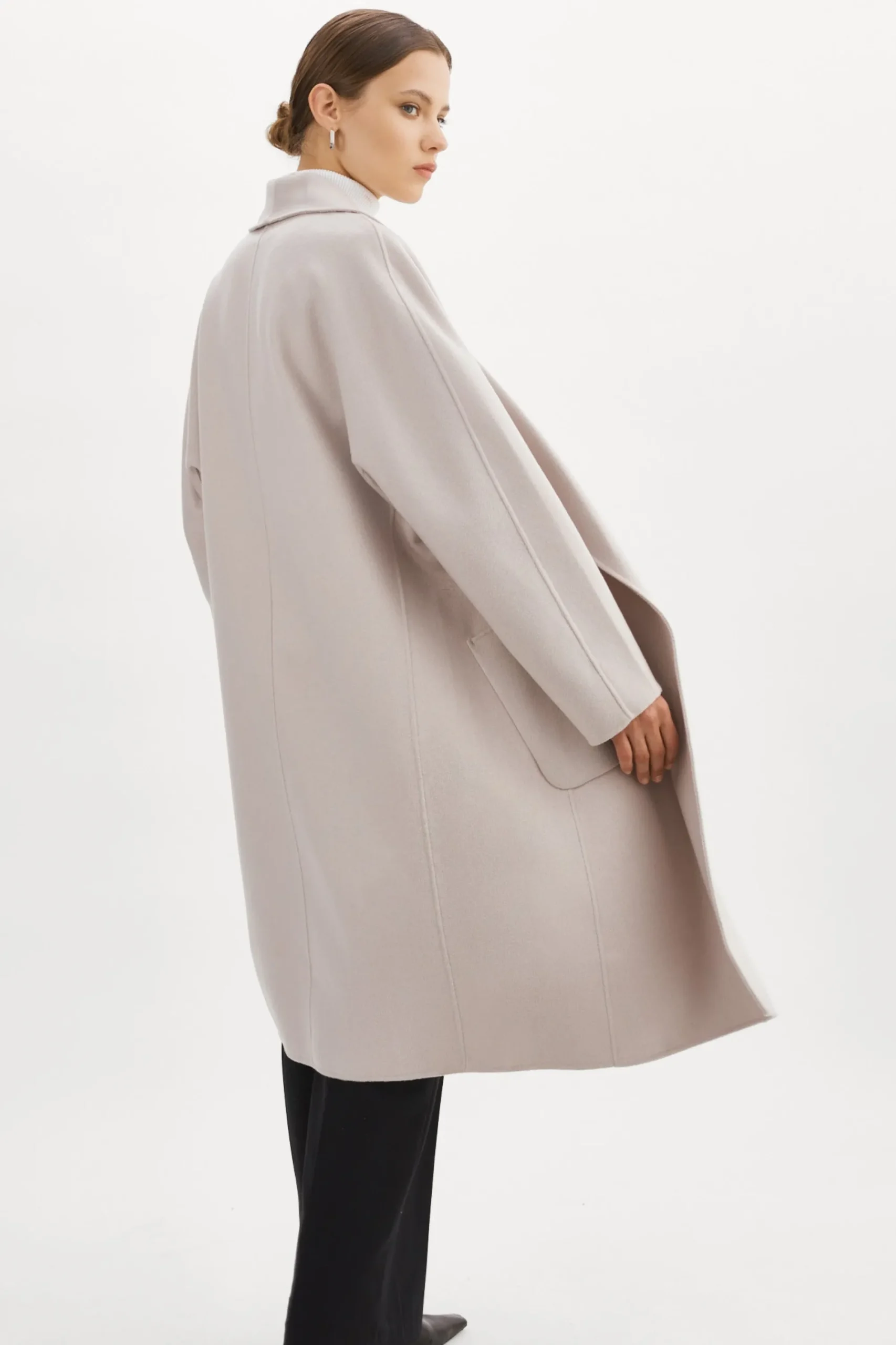 Store LAMARQUE THARA | Shawl Collar Wool Coat Feather Grey
