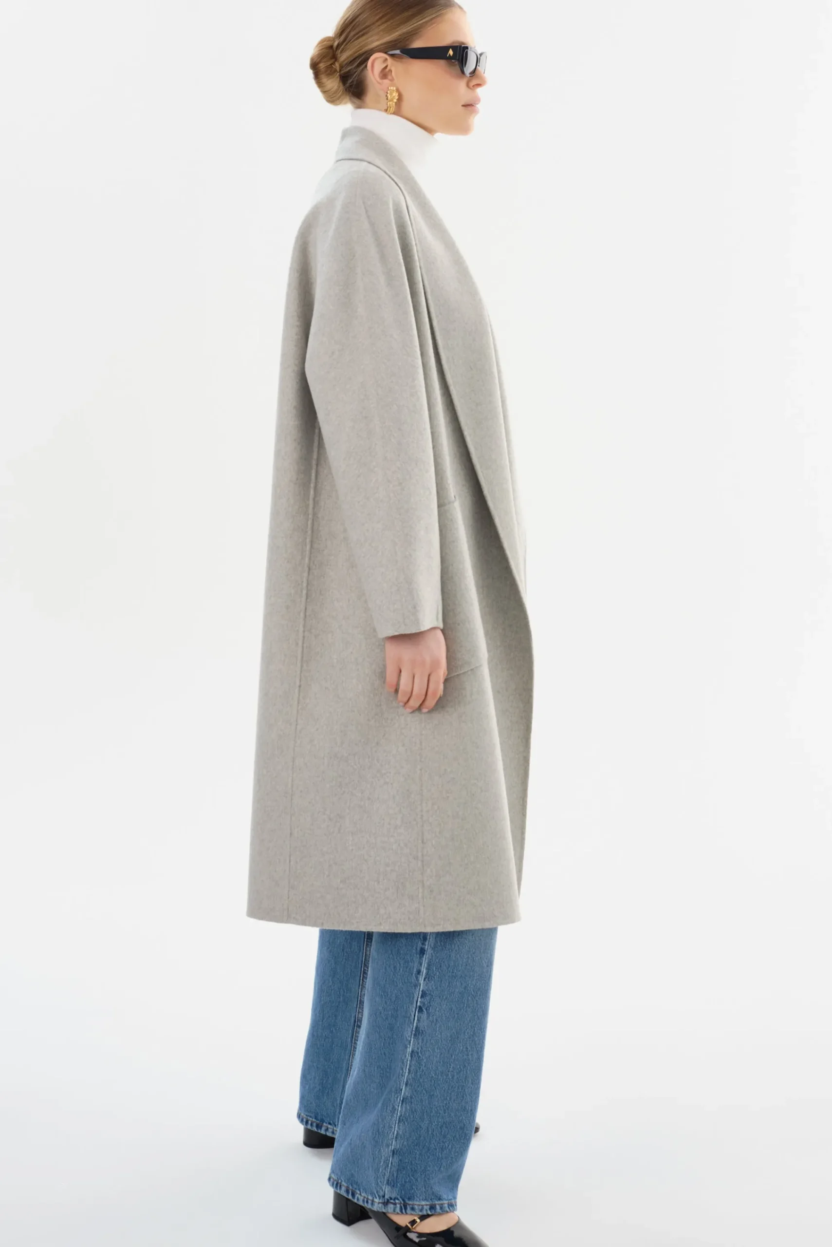 Discount LAMARQUE THARA | Shawl Collar Wool Coat Light Grey