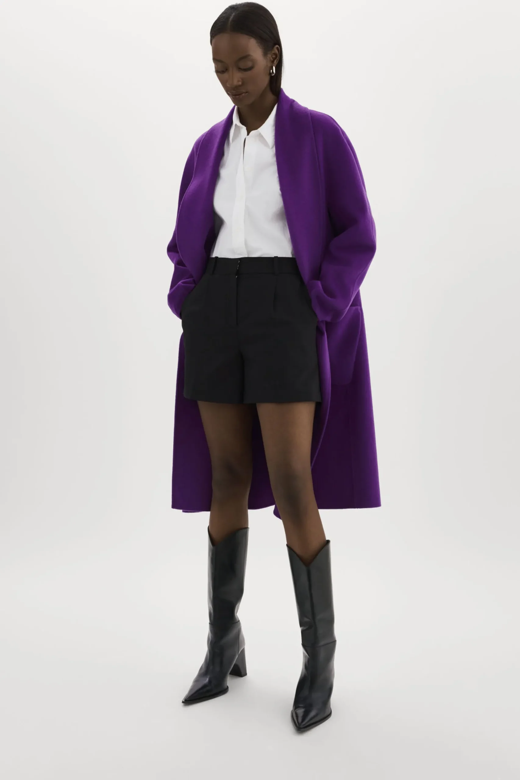 Discount LAMARQUE THARA | Shawl Collar Wool Coat VIOLET