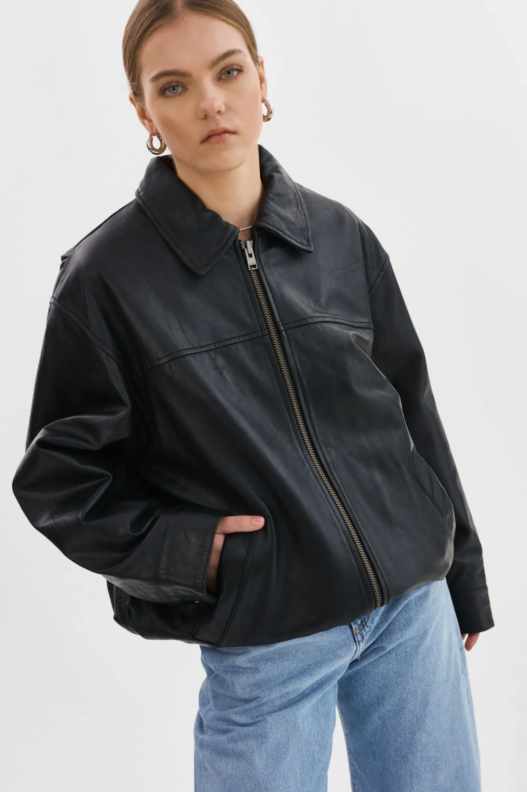 Sale LAMARQUE THEIA | Leather Bomber Jacket Black