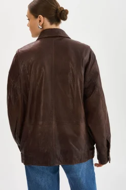 Sale LAMARQUE THEIA | Leather Bomber Jacket Dark Brown