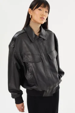 Sale LAMARQUE TREVANNA | Leather Bomber Jacket Black